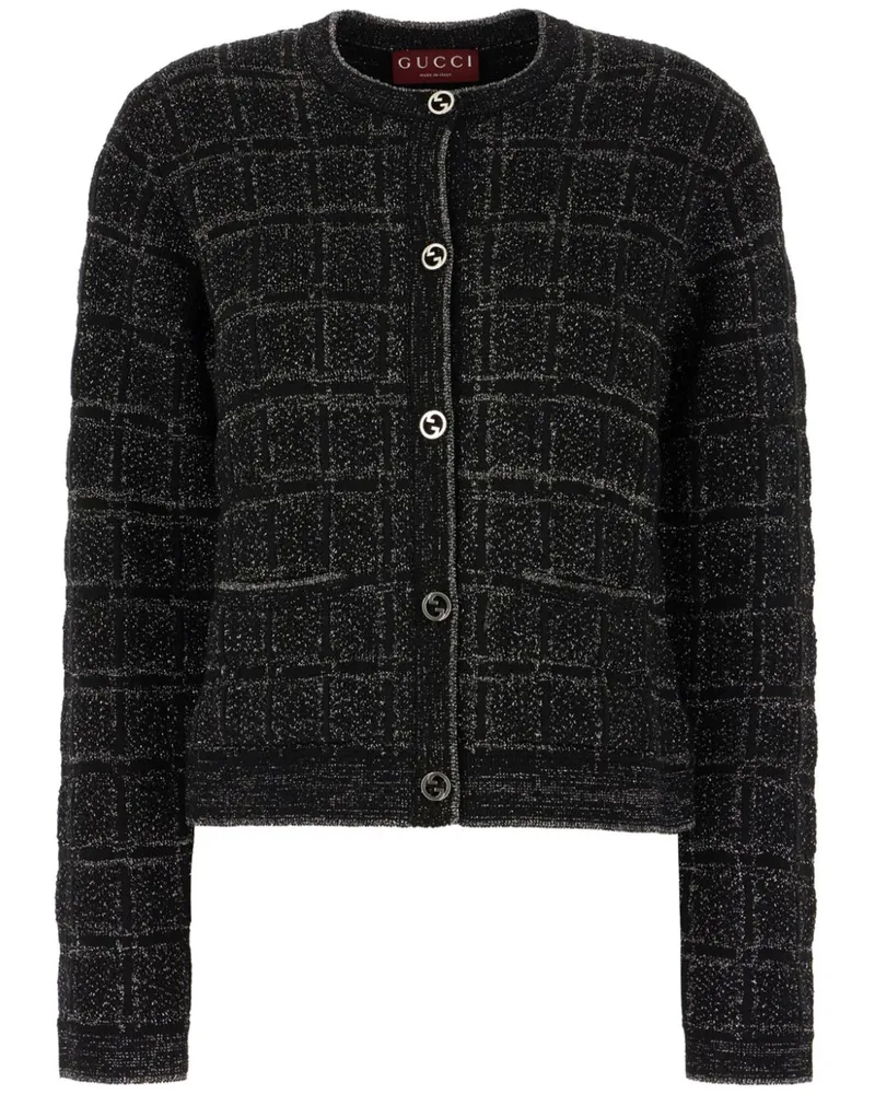 Gucci Karierter Jacquard-Cardigan - Schwarz Schwarz