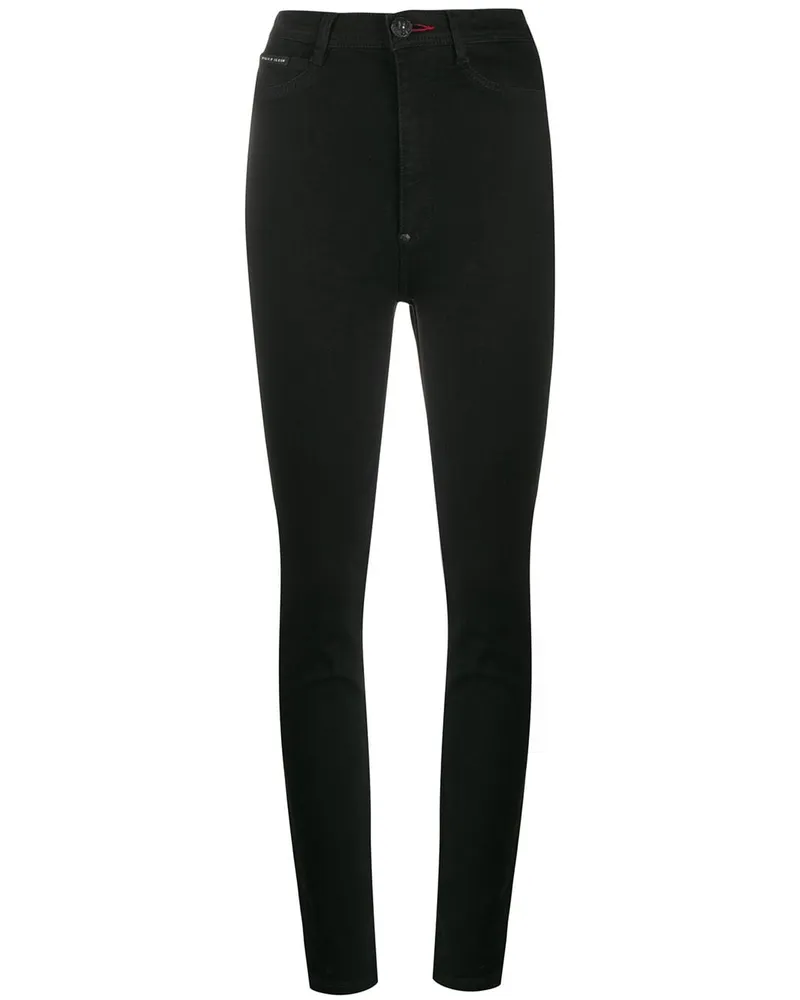 Philipp Plein Jeggings mit hohem Bund - Schwarz Schwarz