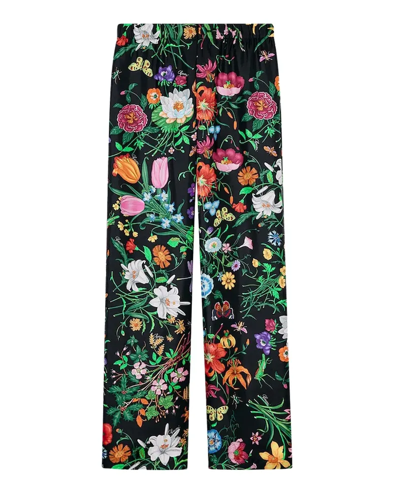 Gucci Hose mit Blumen-Print - Schwarz Schwarz