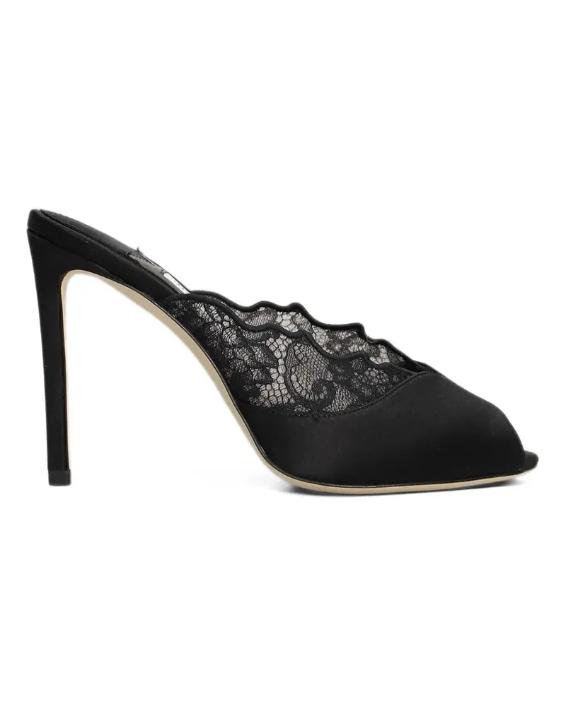 Jimmy Choo Brigitte 100 Mules aus Spitze und Satin - Schwarz Schwarz