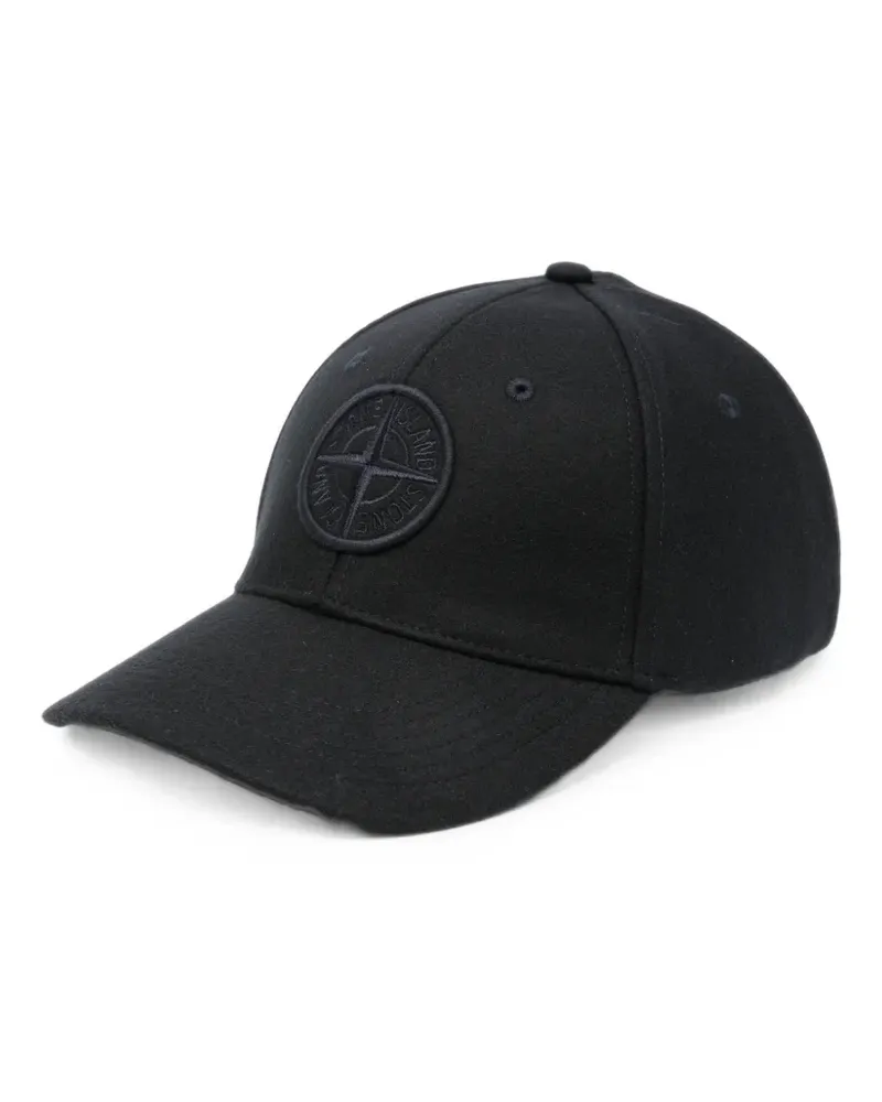 Stone Island 9100010 Flanell-Baseballkappe aus Wolle und Nylon - Schwarz Schwarz