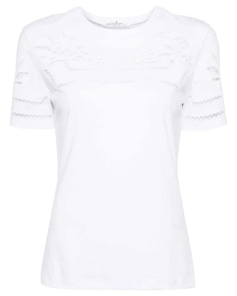 Ermanno Scervino T-Shirt mit Lochstickerei Weiß