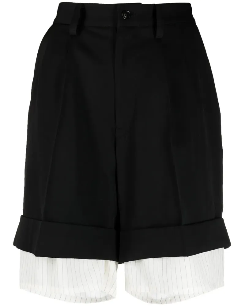 Yohji Yamamoto Shorts im Layering-Look - Schwarz Schwarz