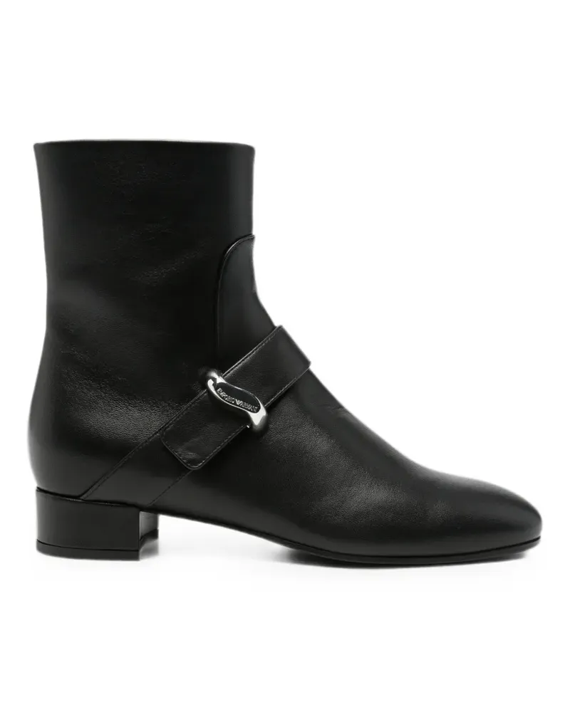 Emporio Armani buckle-detail leather boots - Schwarz Schwarz