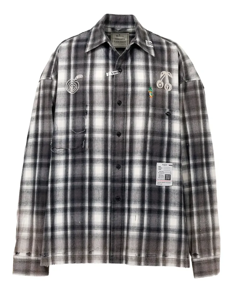 MIHARAYASUHIRO Hemd mit Vintage-Check - Schwarz Schwarz