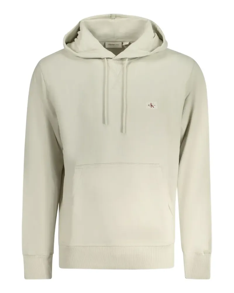 Calvin Klein logo-patch cotton hoodie - Nude Nude