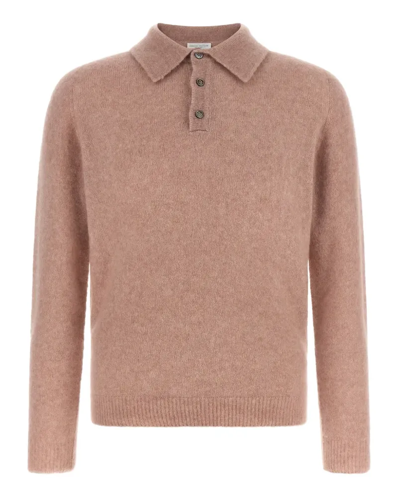 Roberto Collina brushed long-sleeved polo shirt - Rosa Rosa