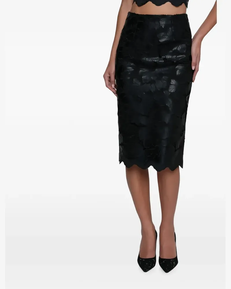L'Agence Royal lace-overlay midi skirt - Schwarz Schwarz