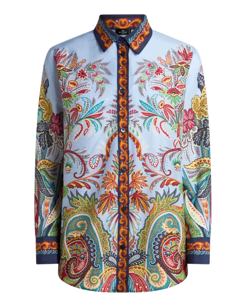 Etro paisley-print button-down cotton shirt - Blau Blau