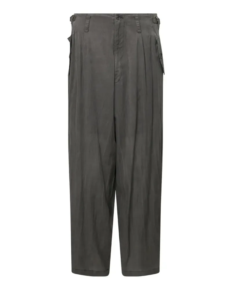 Yohji Yamamoto tuck-detail wide-leg trousers - Grau Grau