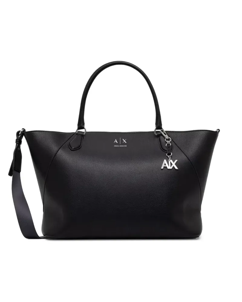Armani Exchange Tote Bag mit Logo-Schild - Schwarz Schwarz