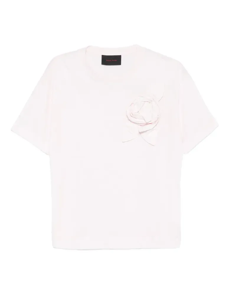 Simone Rocha T-Shirt mit Blumenapplikation - Rosa Rosa