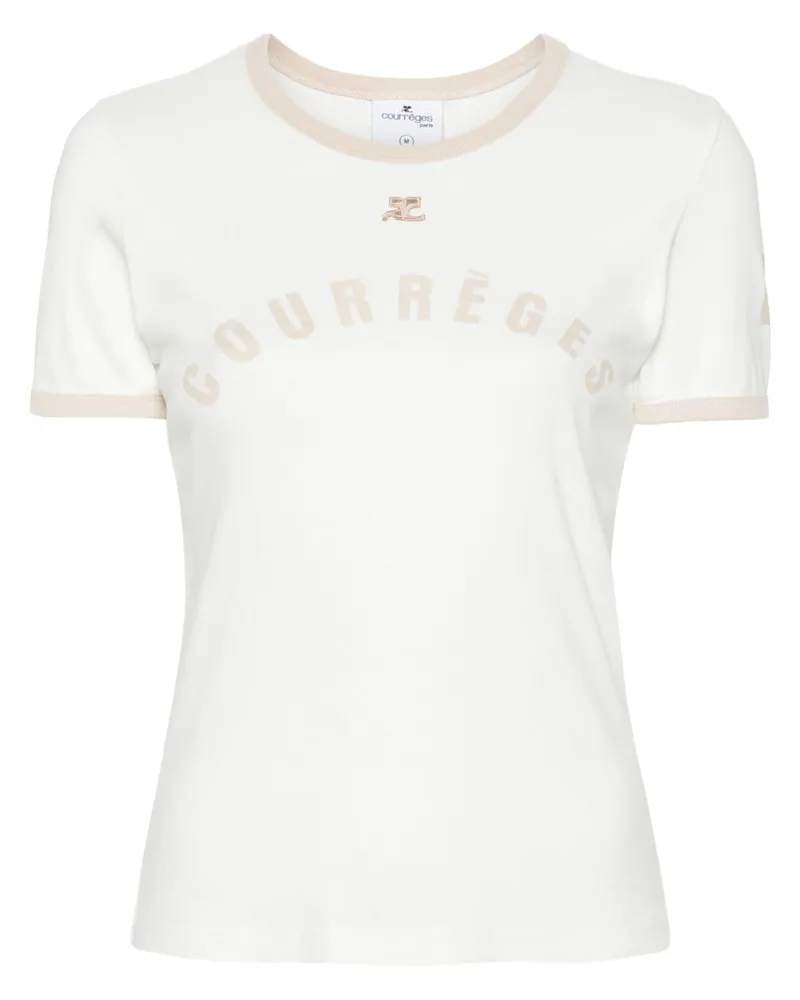 Courrèges Logo-T-Shirt mit Kontrastdetail Weiß