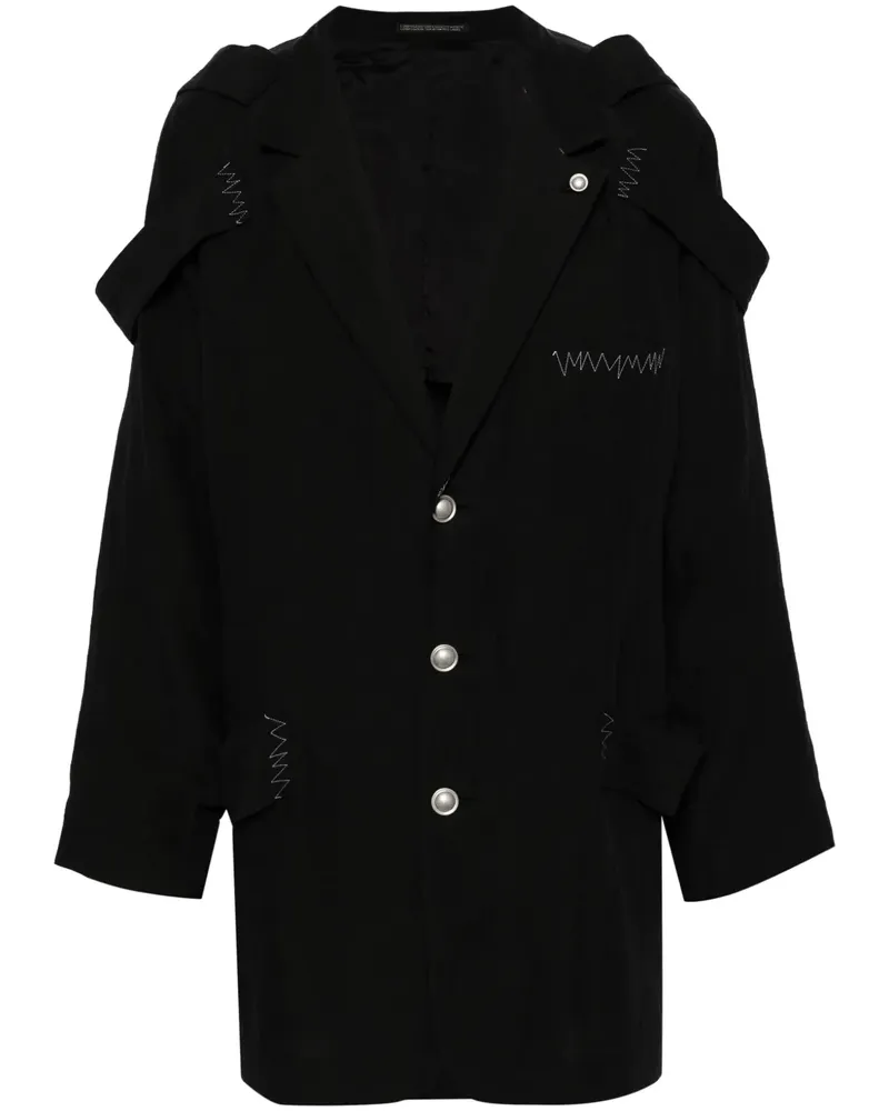 Yohji Yamamoto Einreihiges Sakko mit Kontrastnähten - Schwarz Schwarz
