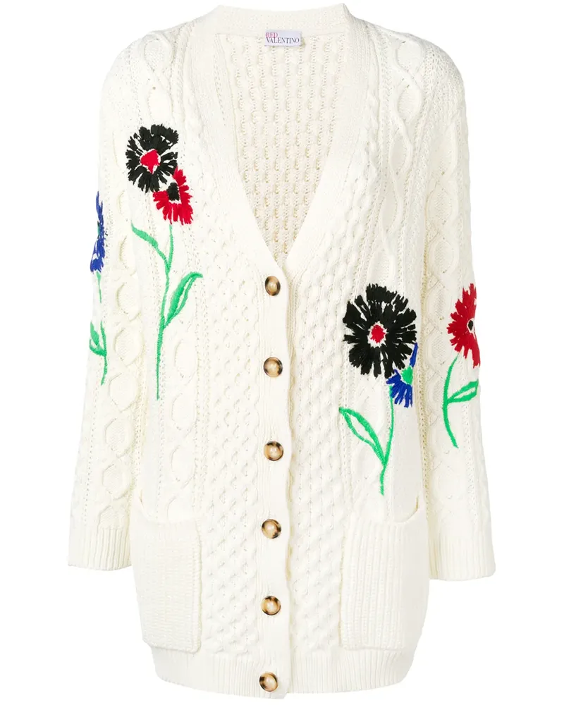 RED Valentino Cardigan mit Zopfmuster - Weiß Weiß