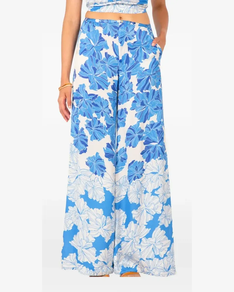 Poupette St Barth Palazzohose mit Blumenprint - Blau Blau