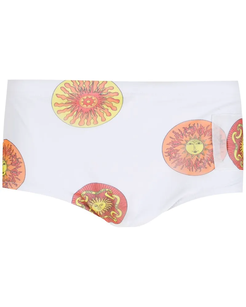 Amir Slama Badehose mit Sol-Print - Weiß Weiß