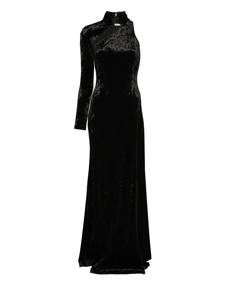Versace Jeans Asymmetrisches Maxikleid aus Samt - Schwarz Schwarz