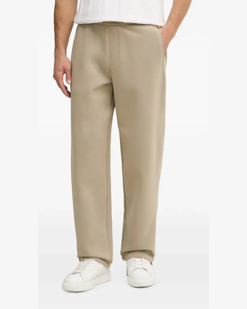 Armani Exchange logo-plaque straight-leg trousers - Nude Nude