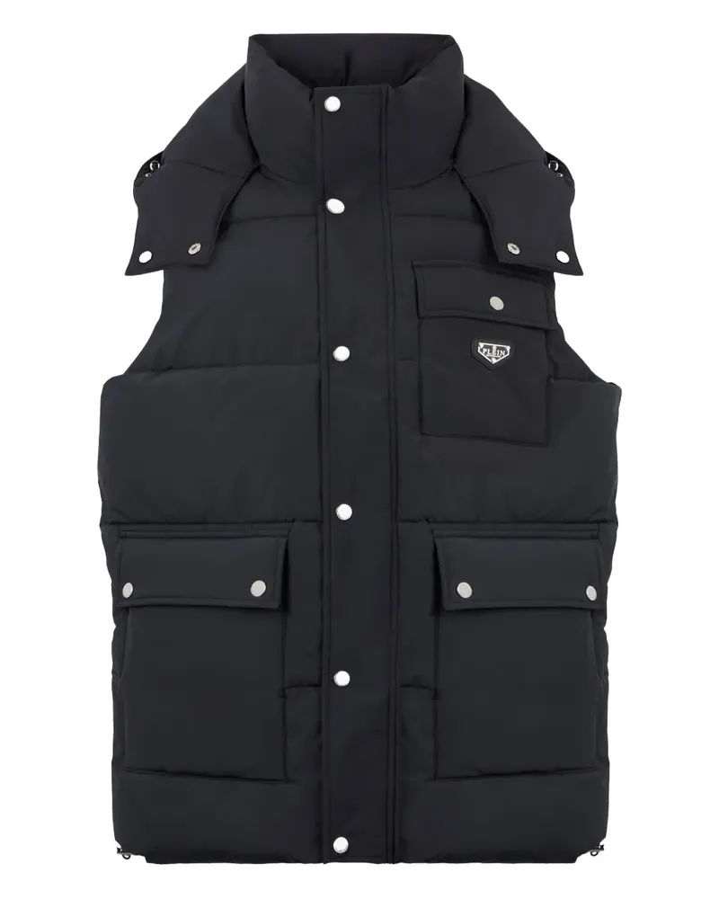 Philipp Plein Gesteppte Weste mit Kapuze - Schwarz Schwarz