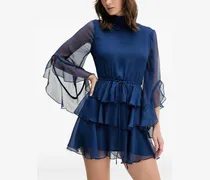 Kleid mit Volants - Blau