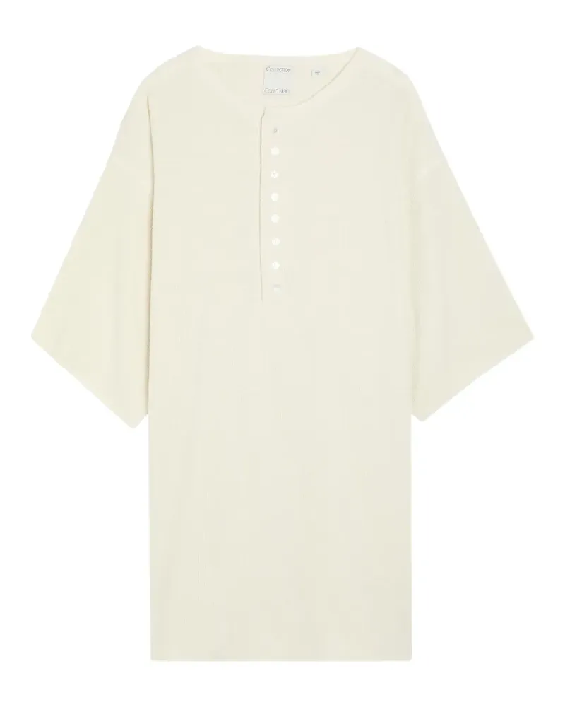 Calvin Klein Christopher button-placket short-sleeve sweatshirt - Nude Nude