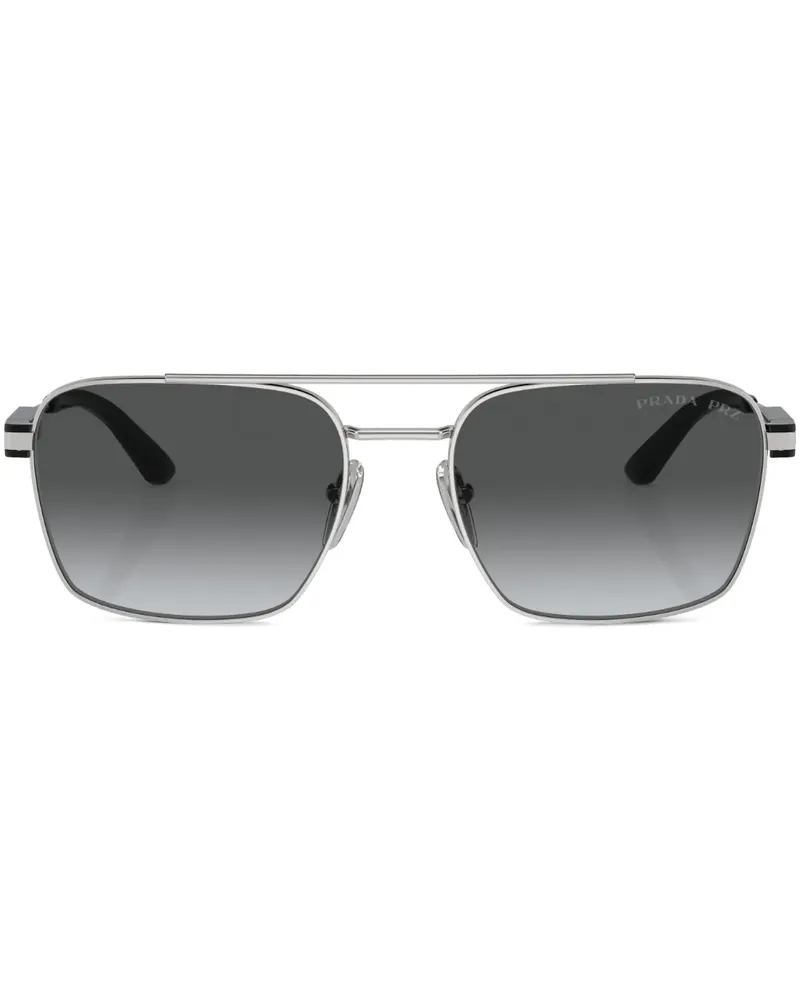 Prada Sonnenbrille mit eckigem Gestell - Silber Silber