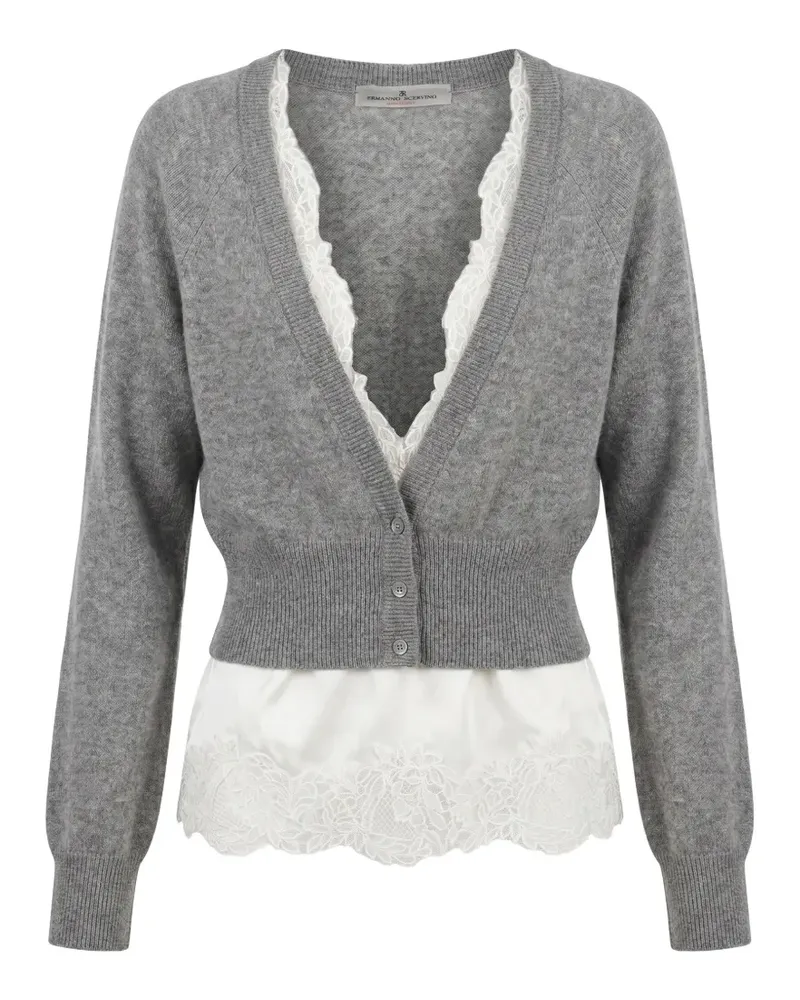 Ermanno Scervino lace-trim layered cardigan - Grau Grau