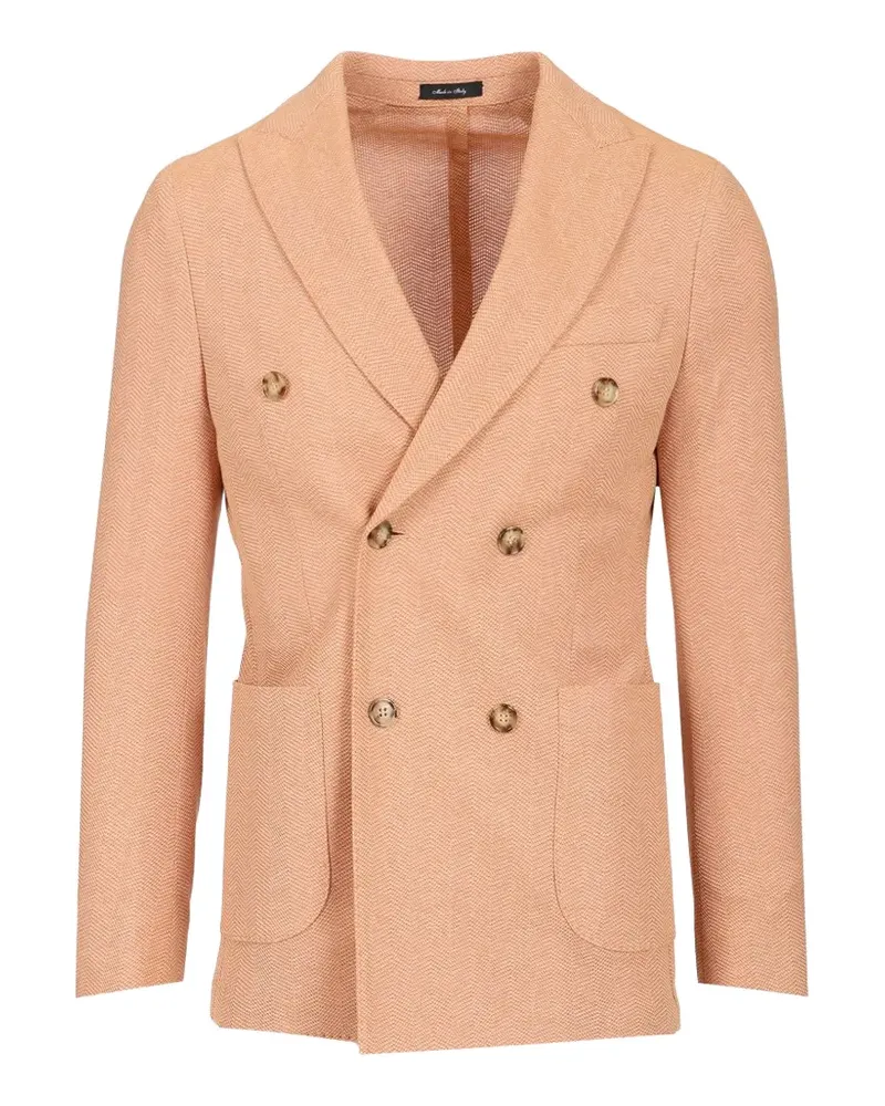 Al Duca D’Aosta 1902 double-breasted herringbone-weave blazer - Orange Orange