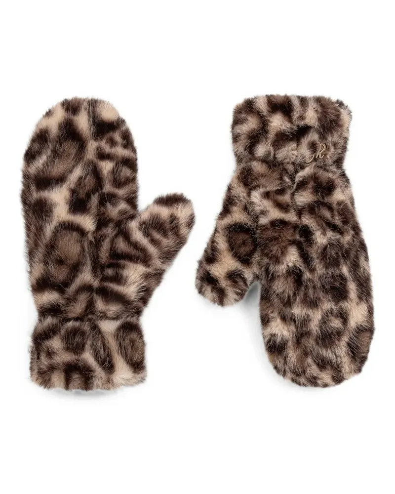 Joseph Ribkoff leopard-print faux-fur mittens - Braun Braun