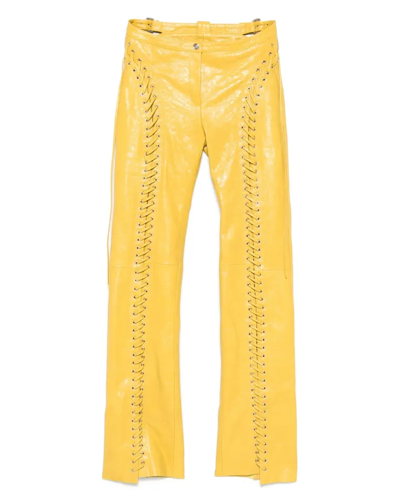 Blumarine Lederhose mit Riss-Effekt - Gelb Gelb