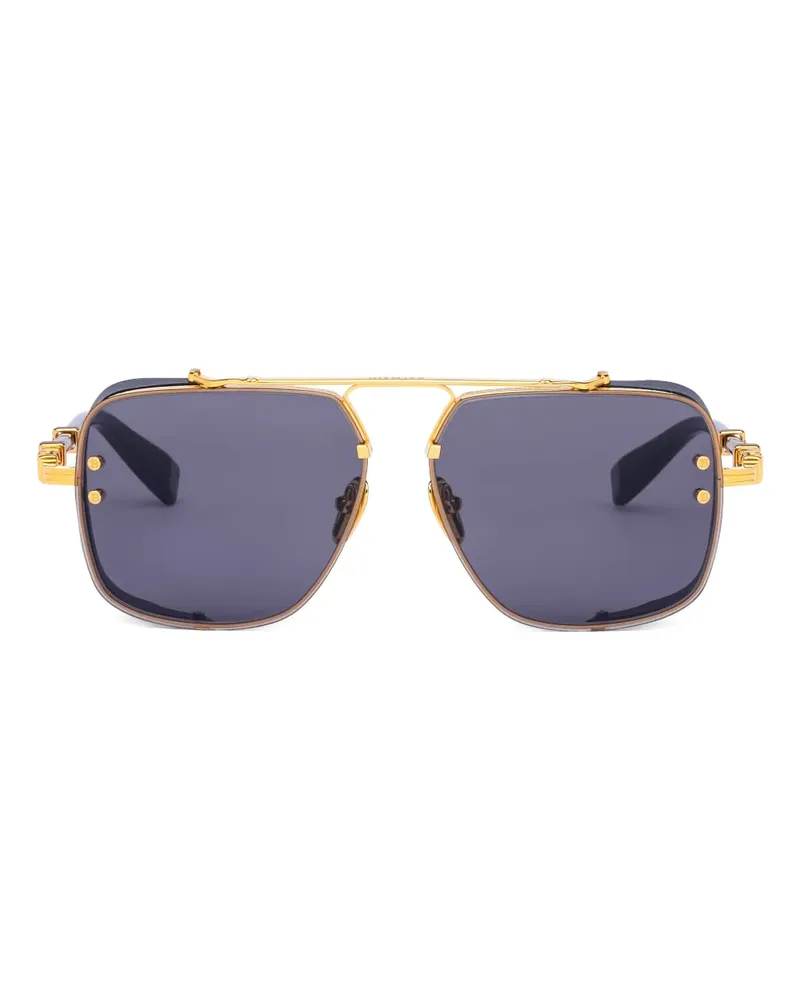 Balmain Legend Sonnenbrille mit geometrischem Gestell - Schwarz Schwarz