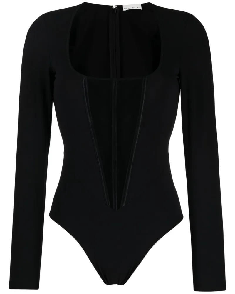 Fleur Du Mal Body mit Netzeinsatz - Schwarz Schwarz