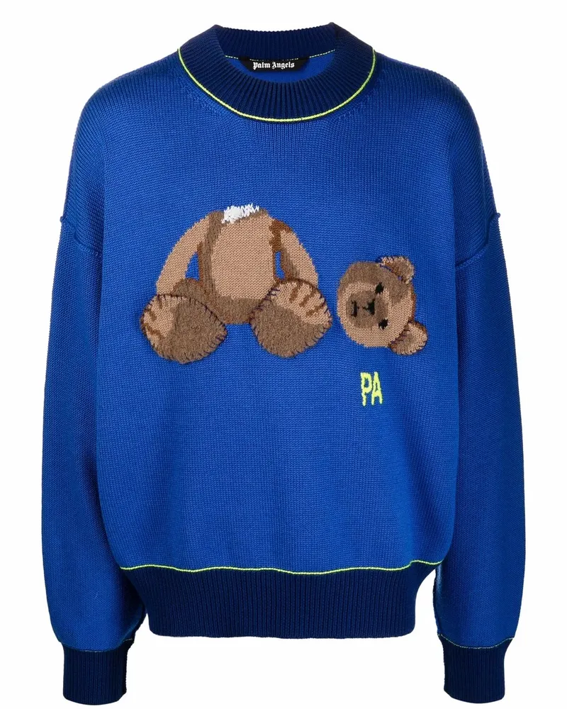 Palm Angels Pullover mit Teddy-Applikation - Blau Blau