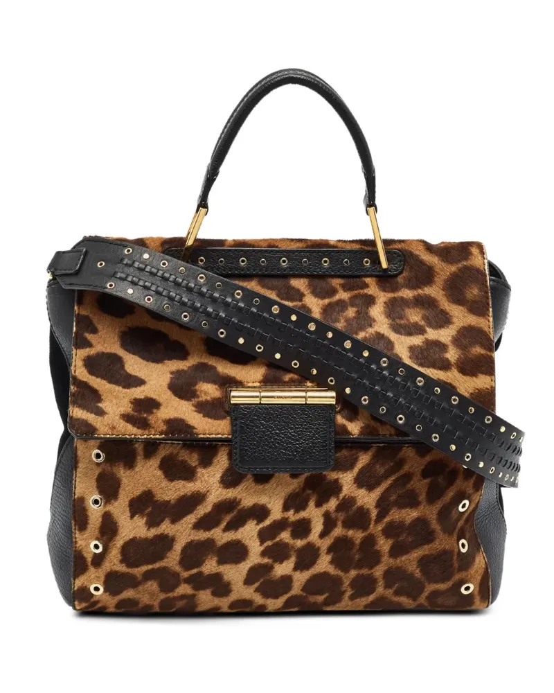 Furla Mombasa Schultertasche mit Leopardenprint - Schwarz Schwarz