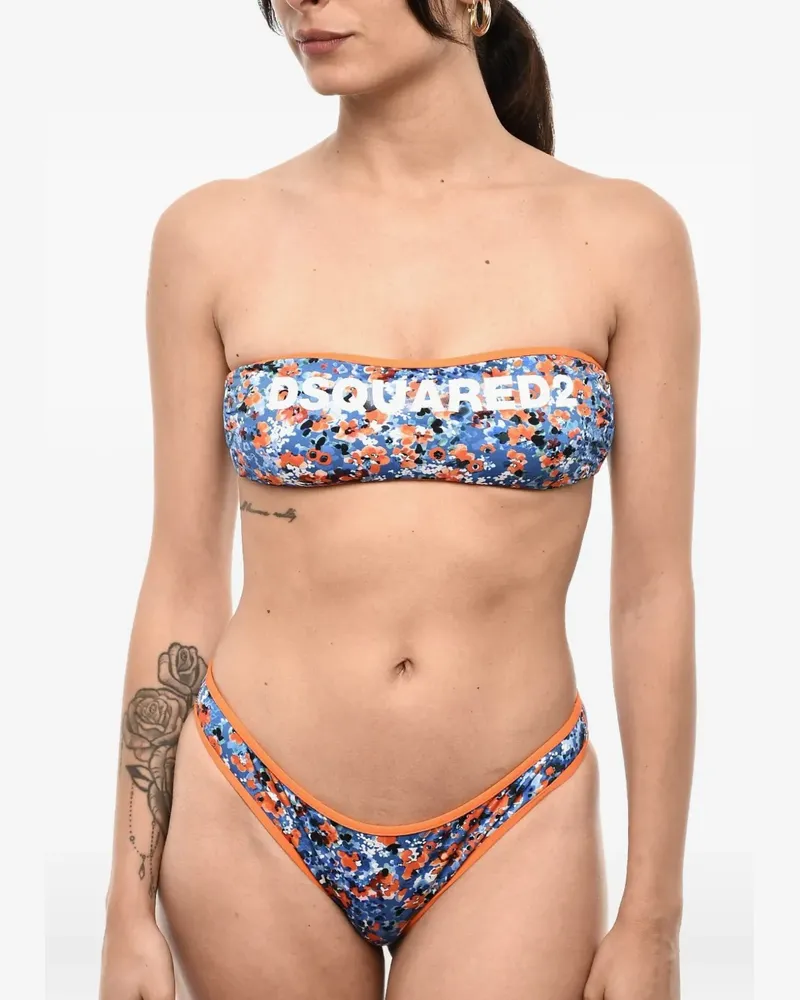 Dsquared2 Bikinioberteil mit Logo-Print - Blau Blau