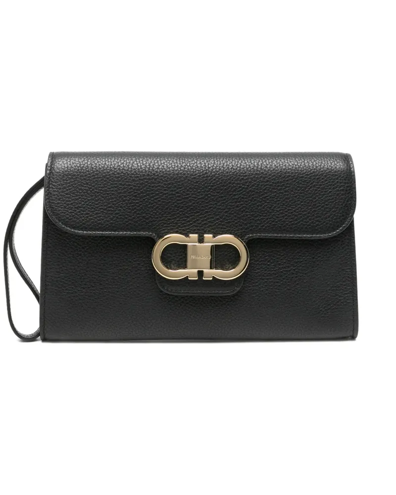 Ferragamo Double Gancini leather clutch bag - Schwarz Schwarz