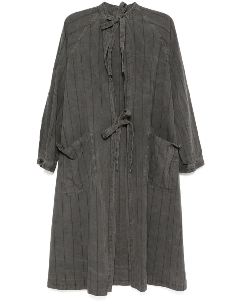 Yohji Yamamoto Mantel mit Besatzstreifen - Grau Grau