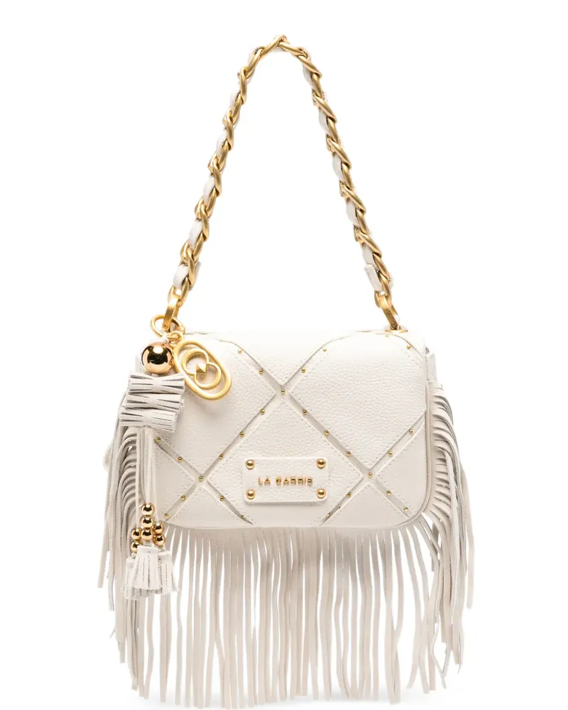 LA CARRIE small Isabel fringed shoulder bag - Nude Nude
