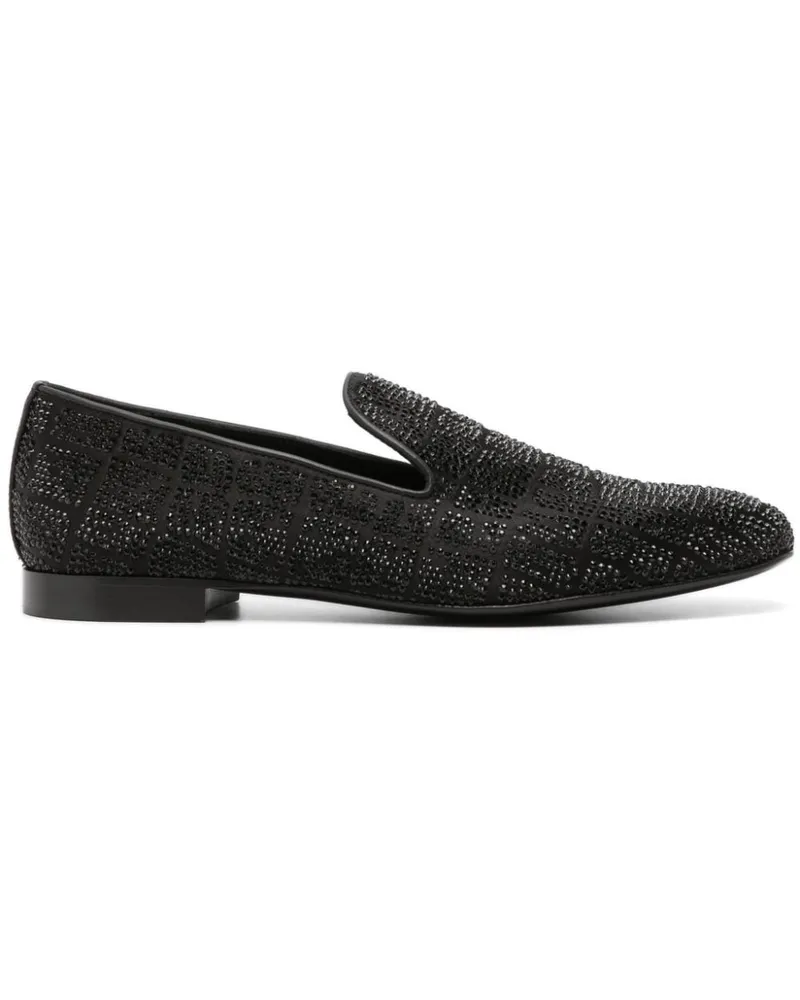 Versace Loafer aus Satin mit Kristallen Schwarz