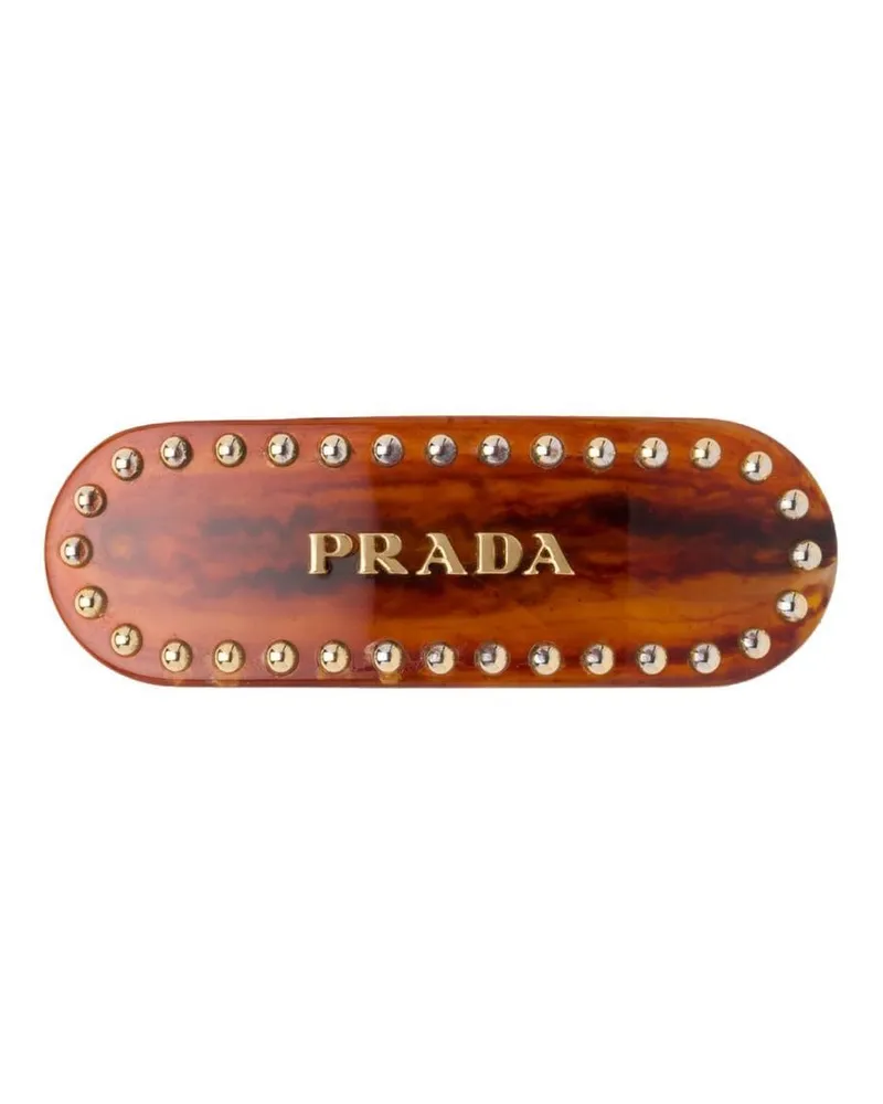 Prada Haarspange mit Logo - Braun Braun