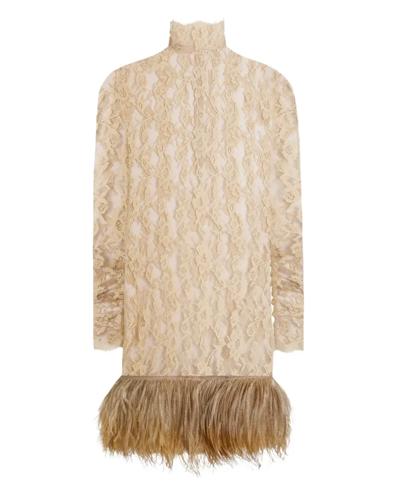 Dolce & Gabbana Minikleid mit Spitzenfedern - Nude Nude