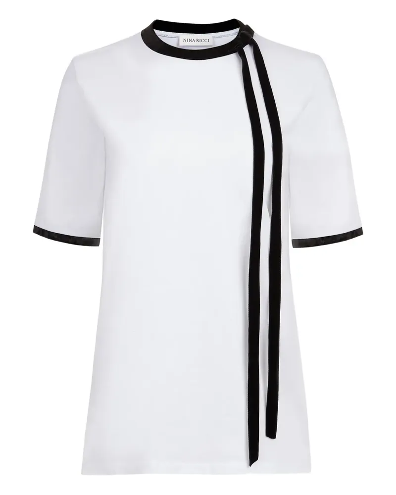 Nina Ricci T-Shirt mit Samtbesatz - Weiß Weiß