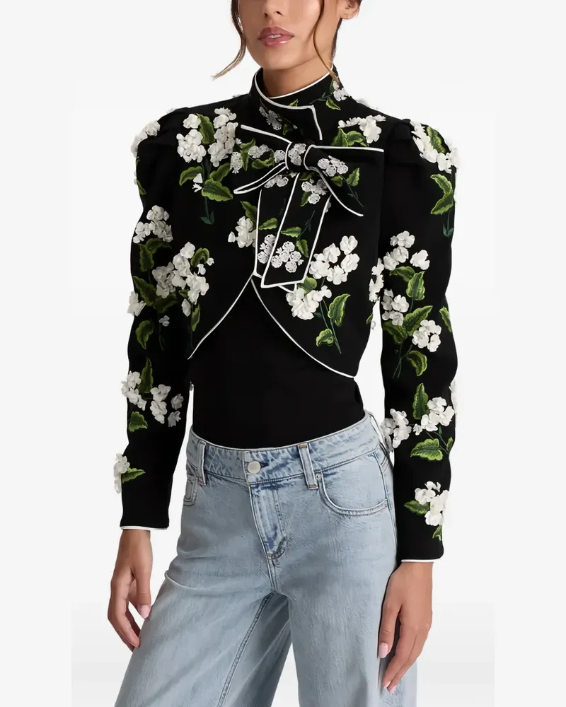Alice + Olivia Addison Jacke mit Blumenstickerei - Schwarz Schwarz