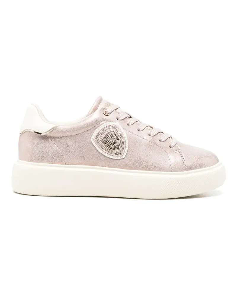 Blauer Venus 01 metallic-effect logo-patch leather sneakers - Rosa Rosa