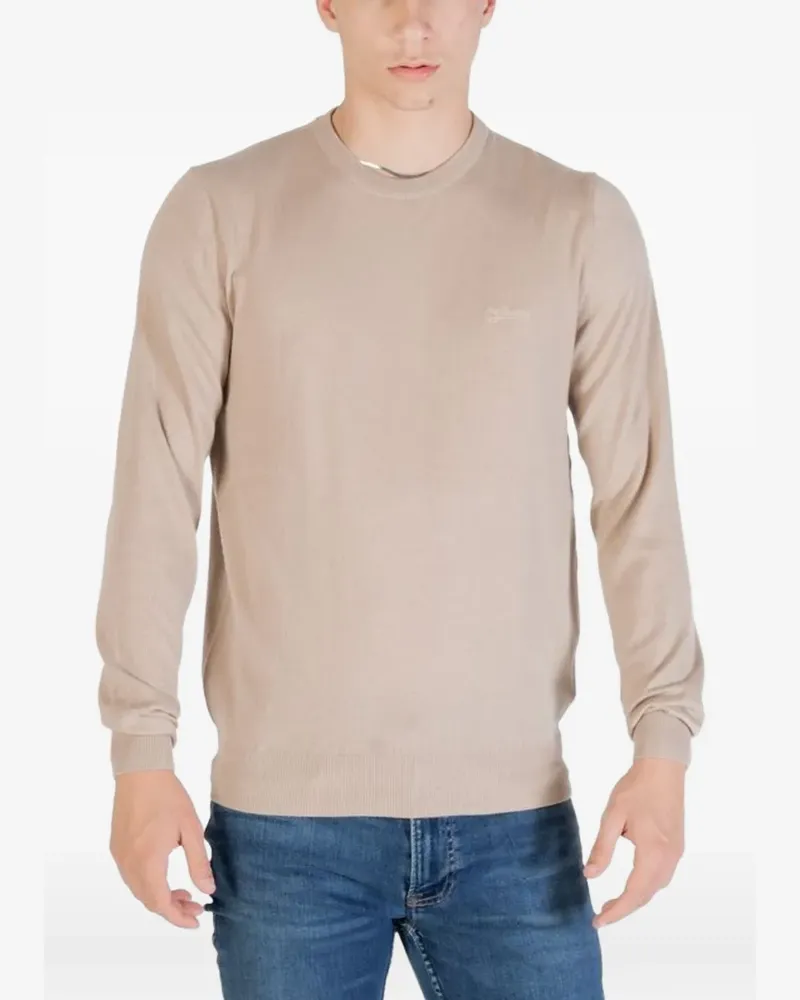 Guess logo-embroidered crew-neck jumper - Nude Nude