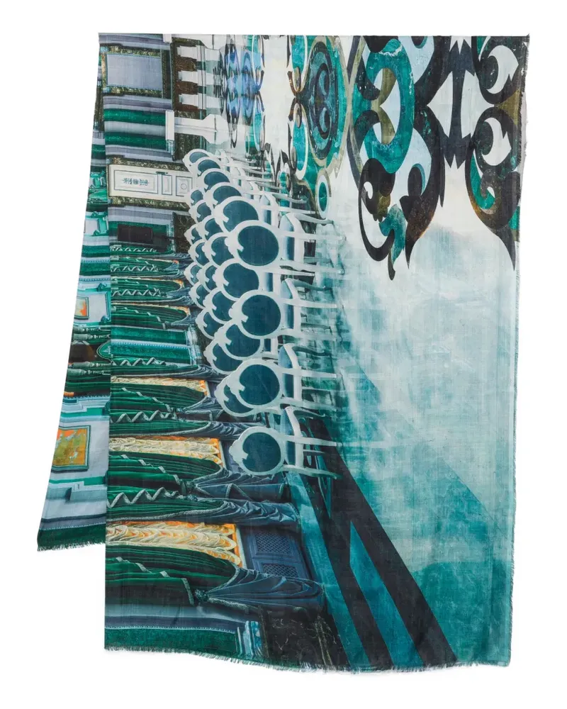 Faliero Sarti Schal mit Print - Blau Blau