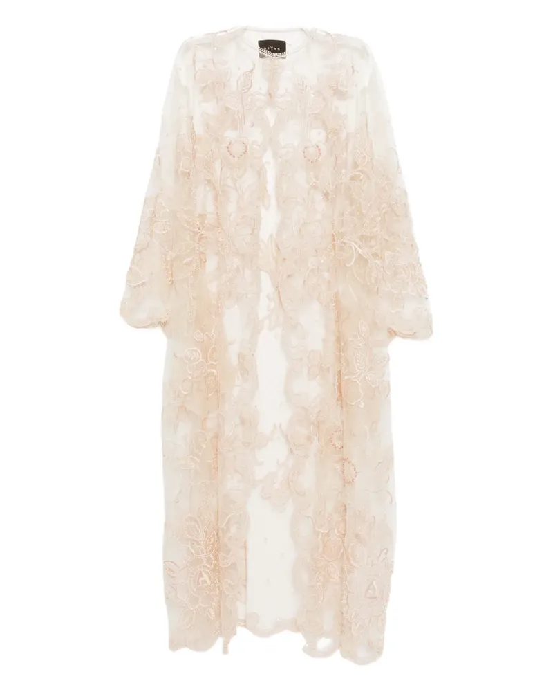 Biyan floral-embroidered tulle coat - Nude Nude