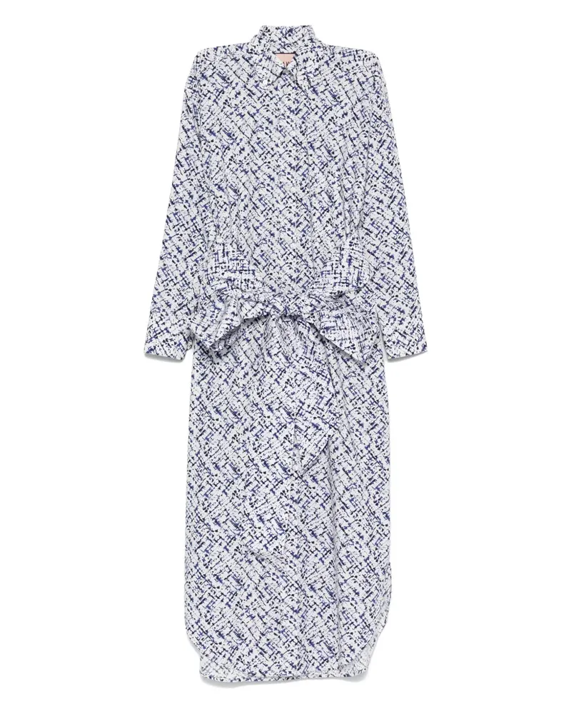 PLAN C Popeline-Kleid mit Print - Weiß Weiß