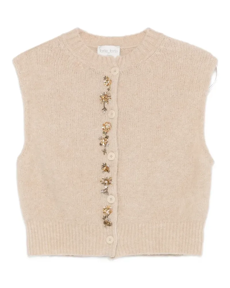 forte_forte embellished knitted gilet - Nude Nude